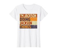 Retro I'm Jackson Doing Jackson Things Funny Birthday Joke Value Graphic T-Shirt, Women, White, XL