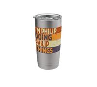 Retro I'm Philip Doing Philip Things Funny Birthday Joke Stainless Steel Insulated Tumbler