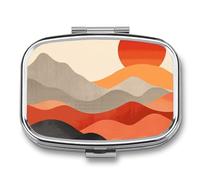 Retro Images Pill Box with 2 Compartments Portable Metal Medicine Organizer for Pocket Purse and Travel Compact Pill Case and Fish Oil Vitamins Supplements