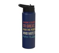 Retro Imagine A Country So Great (ON Back) Stainless Steel Insulated Water Bottle