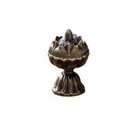 Retro Incense Burner Incense Holder, Chinese Lotus Incense Bowl with Lid, Incense Stand for Home, Office, Desk, Home Decoration, Meditation and Yoga, Bronze Colour