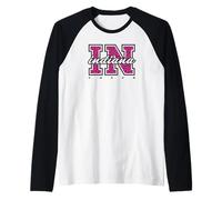 Retro Indiana Cheer Pink Leopard Collegiate State Art Raglan Baseball Tee
