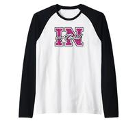 Retro Indiana Softball Pink Leopard Varsity State Art Raglan Baseball Tee
