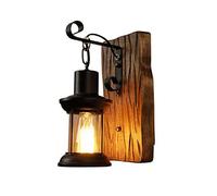 Retro Indoor Wall Lamp Wood Wall Light E27 Antique Industrial Wall Lamp Creative Candle Light Rustic Glass Shade Vintage Nostalgia Loft Deco Living Room Restaurant Bar Cafe Corridor Lamps,A