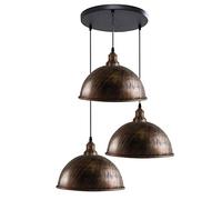Retro Industrial 3 Way Pendant Light Edison E27 Base Dome Shape Adjustable Hanging Cluster Pendant Lamp Fixture for Bedroom Kitchen Living Room