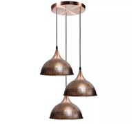 Retro Industrial 3 Way Pendant Light Edison E27 Base Dome Shape Adjustable Hanging Cluster Pendant Lamp Fixture for Bedroom Kitchen Living Room