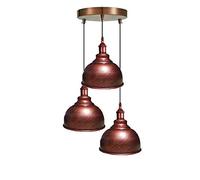 Retro Industrial 3 Way Pendant Light Edison E27 Base Dome Shape Adjustable Hanging Cluster Pendant Lamp Fixture for Bedroom Kitchen Living Room