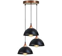 Retro Industrial 3 Way Pendant Light Edison E27 Base Dome Shape Adjustable Hanging Cluster Pendant Lamp Fixture for Bedroom Kitchen Living Room