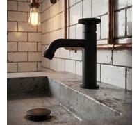 Retro Industrial Bathroom Sink Tap Black Round Handle
