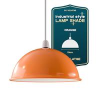 Retro Industrial Ceiling Light Shades, Rustic Metal Dome Easy Fit Vintage Shades for Replacement Pendant Lighting Wall Lamps Table Bedroom, Kitchen, Office (Orange)