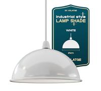 Retro Industrial Ceiling Light Shades, Rustic Metal Dome Easy Fit Vintage Shades for Replacement Pendant Lighting Wall Lamps Table Bedroom, Kitchen, Office (White)