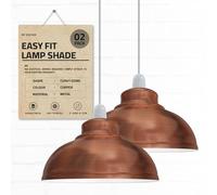 Retro Industrial Ceiling Light Vintage E27 Style Curvy Dome Shaped 29cm Easy fit Lampshades only for Pendant Lamp for Kitchen Living Room (Copper Pack 2)