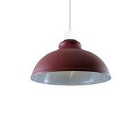 Retro Industrial Ceiling Light Vintage E27 Style Curvy Dome Shaped Pendant Lamp for Kitchen Living Room (Burgundy)
