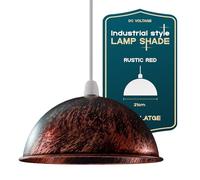 Retro Industrial Ceiling Light Vintage E27 Style Dome Shaped Pendant Lamp for Kitchen Living Room (Rustic Red)