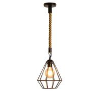 Retro Industrial Diamond Shape Chandelier Black Wrought Iron Pendent Lamp for Living Room Study Lighting E27 Hello Made in China