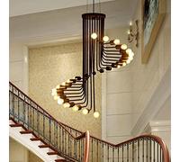Retro Industrial E27 Pendant Light American Rural Loft Personalized Spiral Staircase Chandelier Iron Art Industrial Hanging Lamp Ceiling Black Stair Revolving Hard Wiring beautiful scenery