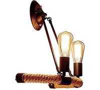 Retro Industrial Hemp Rope Wall Lamp Suction Wall Lamp E27 Loft Vintage Rope Wall Sconce Walllamp Retro 2 Lights Lined Pendant in Country Style Ceiling Light Candle Chandeliers Made in China