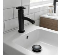 Retro Industrial Mixer Bidet Tap Black Round Handle Monobloc