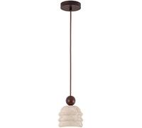 Retro Industrial Pendant Light Natural Stone & Wood Hanging Lamp Nordic Farmhouse Chandelier with E26/E27 Base for Living Room Dining Bedroom