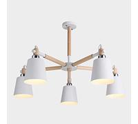 Retro Industrial Style Chandelier - 5 Light E27 Pendant Lamp for Dining Room, Living Room, or Bar - Nordic Iron Art Lighting in White Finish