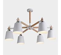 Retro Industrial Style E27 Pendant Light, 6-Head Nordic Iron Chandelier for Dining Room, Living Room, Bar - White, Unique Design Lighting Fixture