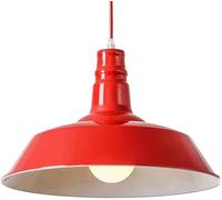 Retro Industrial Style Metal Chandelier Creative Colorful Hanging Lamp Shade Ceiling Lighting Fixtures Flush Mount E27 Single Head Pendant Light Interior Decorative(Red,36cm)