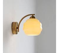 Retro Industrial Style Wall Lamp French LED Wall Lights with Glass Lampshade Art Deco Wall Sconces for Bathroom Mirror Bedside Hotel Guest Room (Color : Gold+Beige) Made in China