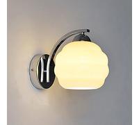 Retro Industrial Style Wall Lamp French LED Wall Lights with Glass Lampshade Art Deco Wall Sconces for Bathroom Mirror Bedside Hotel Guest Room (Color : Chrome+Beige)
