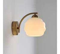 Retro Industrial Style Wall Lamp French LED Wall Lights with Glass Lampshade Art Deco Wall Sconces for Bathroom Mirror Bedside Hotel Guest Room (Color : Gold+White) Made in China