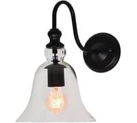 Retro Industrial Wall Lamp, Black Metal & Transparent Glass Shade, E27 Edison, Antique 1-Light Fixture for Vintage Home Decor, Chaner Style Lighting