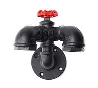 Retro Industrial Wall Mount Light Steampunk Pipe Wall Sconce Lamp, 2-lights Metal Water Pipe Style Farmhouse Lighting Fixture, Rustic Wall Lamps for Loft Bar Mirror