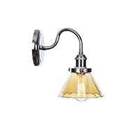 Retro Industrial Wall Sconce Light Chrome Finish Glass Wall Lamp with Switch E27 Vintage Decorative Funnel Sconces Lights for Bedroom Bedside Living Room Stairs Aisles Corridors
