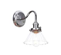 Retro Industrial Wall Sconce Light Chrome Finish Glass Wall Lamp with Switch E27 Vintage Decorative Funnel Sconces Lights for Bedroom Bedside Living Room Stairs Aisles Corridors