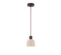 Retro Industrial Wood Pendant Light Fixture with Natural Stone - Mid Century Modern Ceiling Hanging Lamp for Living Room, Bedroom, Dining - Nordic Farmhouse Chaner, Small Indoor Lighting