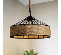 Retro Industrial Wrought Iron Loft Ceiling Chandelier Pendant Light Vintage Rope Lamp Hanging Lamp Φ40cm,Rustic Hemp Rope Round Suspension Lighting Change for The Better