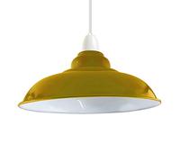Retro Industrial Yellow Ceiling Light Shades Rustic Metal 32cm Yellow Easy Fit Vintage Shades for Replacement Pendant Lighting Wall Lamps Table Lamps Bedroom Kitchen Living Room Hanging Light Shade