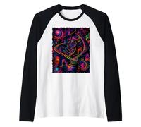 Retro Infinite Staircase Cosmic Vintage Style Art Raglan Baseball Tee
