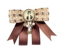 Retro Inspired Alloy Ribbon Brooch Vintage Bowtie with Classical British Design for Winter Fashion Outfits Vintage British Brooch
