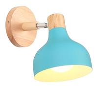 Retro Interior Wall Light 15 cm Adjustable Wooden Metal E27 Industrial Spotlight LED Ceiling Light Vintage Wall Lighting for Living Room Bedroom Bathroom