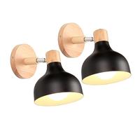 Retro Interior Wall Light 15 cm Adjustable Wooden Metal E27 Industrial Spotlight LED Ceiling Light Vintage Wall Lighting for Living Room Bedroom Bathroom