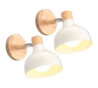 Retro Interior Wall Light 15 cm Adjustable Wooden Metal E27 Industrial Spotlight LED Ceiling Light Vintage Wall Lighting for Living Room Bedroom Bathroom (Blue) (Matte White 2 Pack)