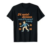 Retro Introvert Social Distance Script Funny Pandemic Design T-Shirt