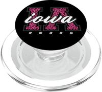 Retro Iowa Cheer Pink Leopard Collegiate State Art PopSockets PopGrip for MagSafe