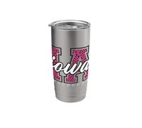Retro Iowa Softball Pink Leopard Graphic Stainless Steel Insulated Tumbler