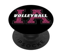 Retro Iowa Volleyball Vintage Pink Animal Print Art PopSockets Adhesive PopGrip