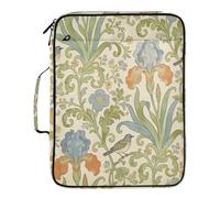 Retro Iris Bird William Morris Beige Accordion Folder 7 Pockets A4 Letter Size with Zipper Closure for Document Storage Pocket Accordion File Organizer