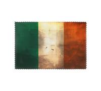 Retro Irish flag Custom Christmas Placemats Set of 6 - Unique Personalized Design, Heat Resistant, Polyester Table Mats for Festive Dining Decor