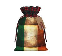 Retro Irish Flag Holiday Printed Drawstring Pouch M, Lightweight Drawstring Bag For Storage And Wrapping