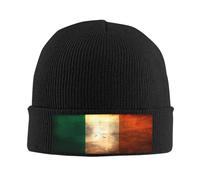 Retro Irish Flag Knit Beanie Hat for Men/Women Men's Knit Cuffed Beanie â€“ Knit Hats for Winter Soft and Warm, Black, One size