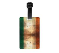 Retro Irish Flag Luggage Tag PVC Waterproof Durable Light Bag Tag with Detachable Wristband for Easy Identification